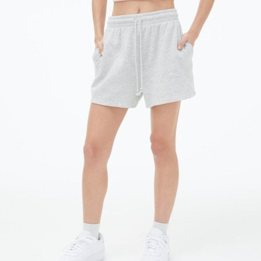 𝅺fleece Factory Women's High Waist Slouchy Shorts Light Grey